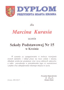 Dyplom od Prezydenta Krosna